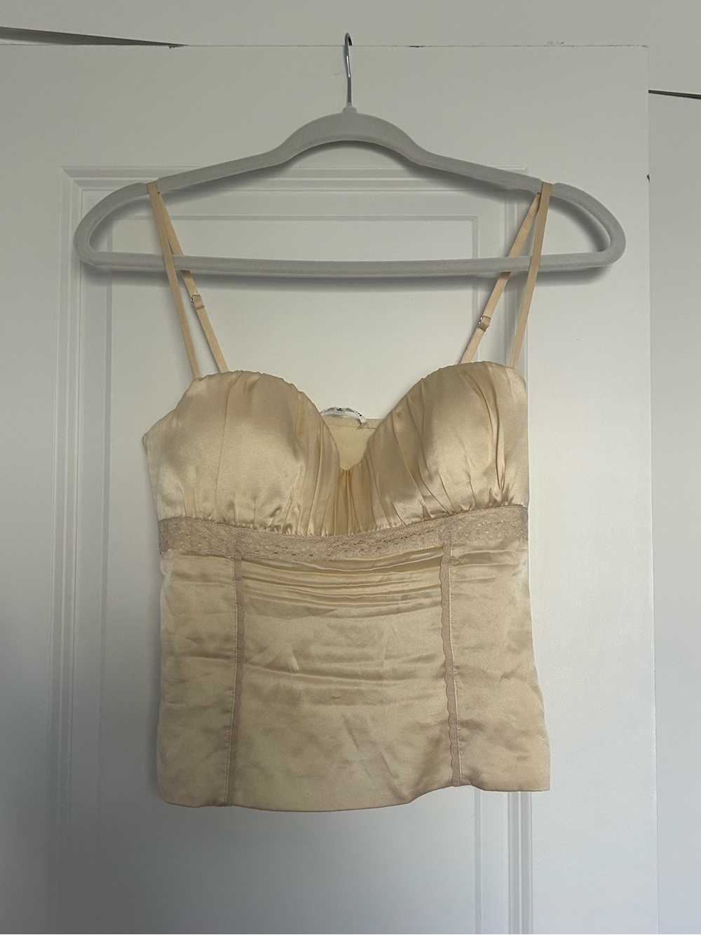 Reformation Cream Silk Bustier Cami